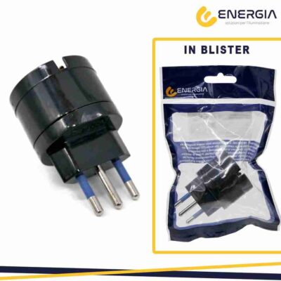Adattatore Singolo Schuko con Spina 10A 2p+t Colore Nero