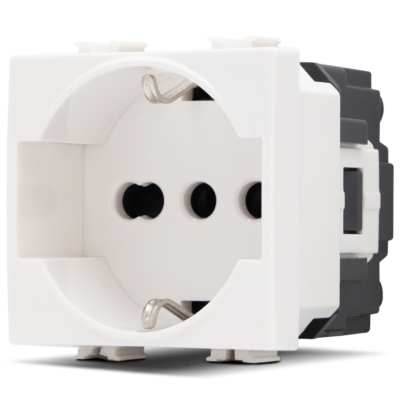 Presa Schuko Unel (16A-250V) Bianco Mapam Compatibile con Matix