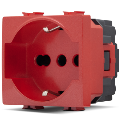 Presa Schuko Rosso (16A-250V) per Linea Emergenza Rosso Mapam Compatibile con Matix