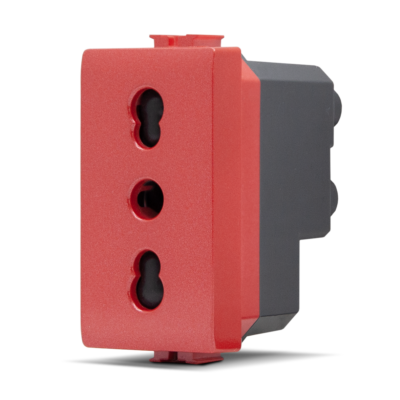 Presa Bivalente Rosso (16A-250V) per Linea Emergenza Rosso Mapam Compatibile con Matix