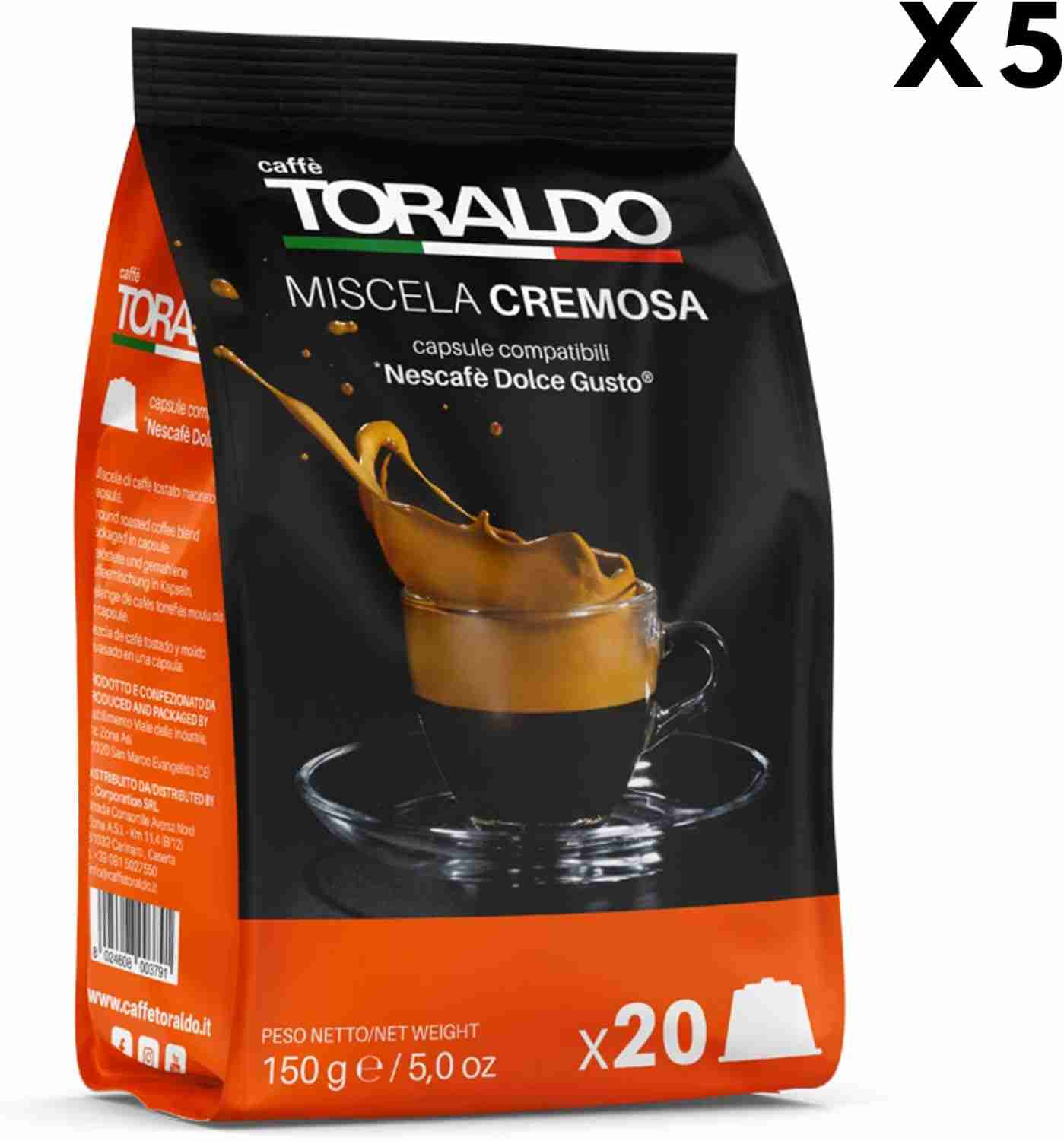 100 Capsule Toraldo Caffè Miscela Cremosa Compatibile Dolce Gusto - immagine 2