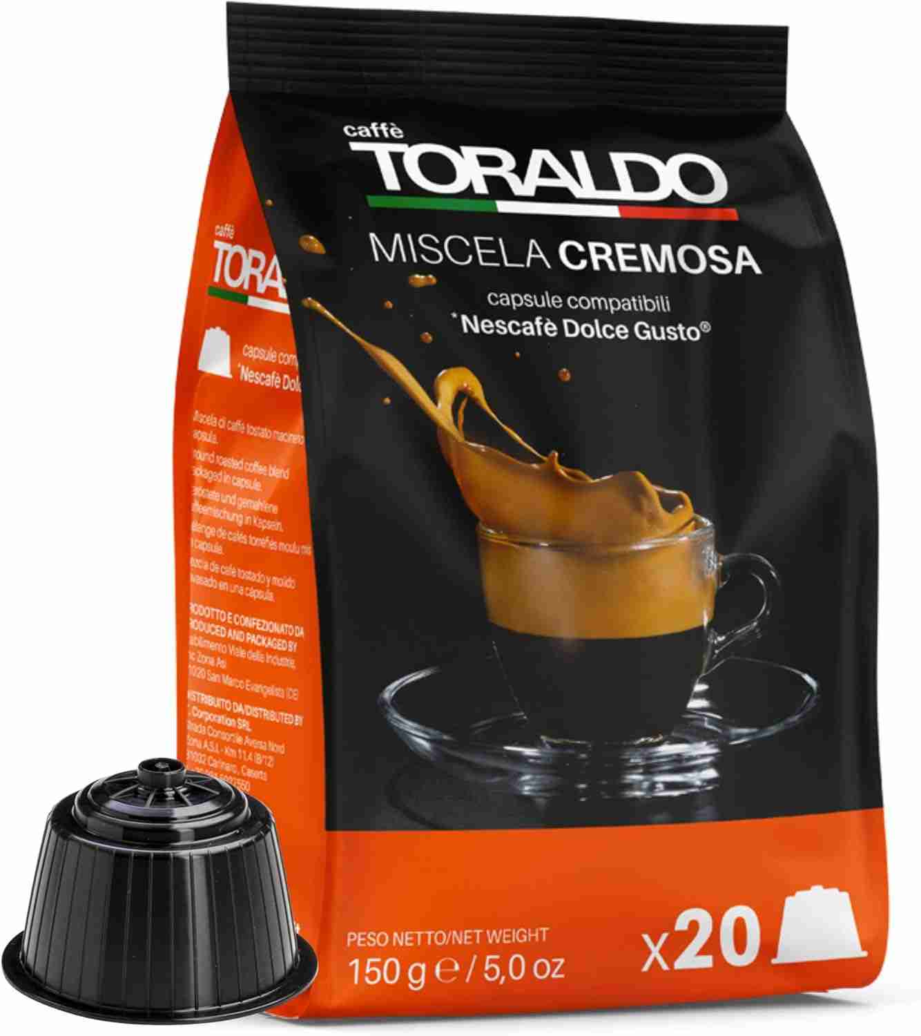 100 Capsule Toraldo Caffè Miscela Cremosa Compatibile Dolce Gusto