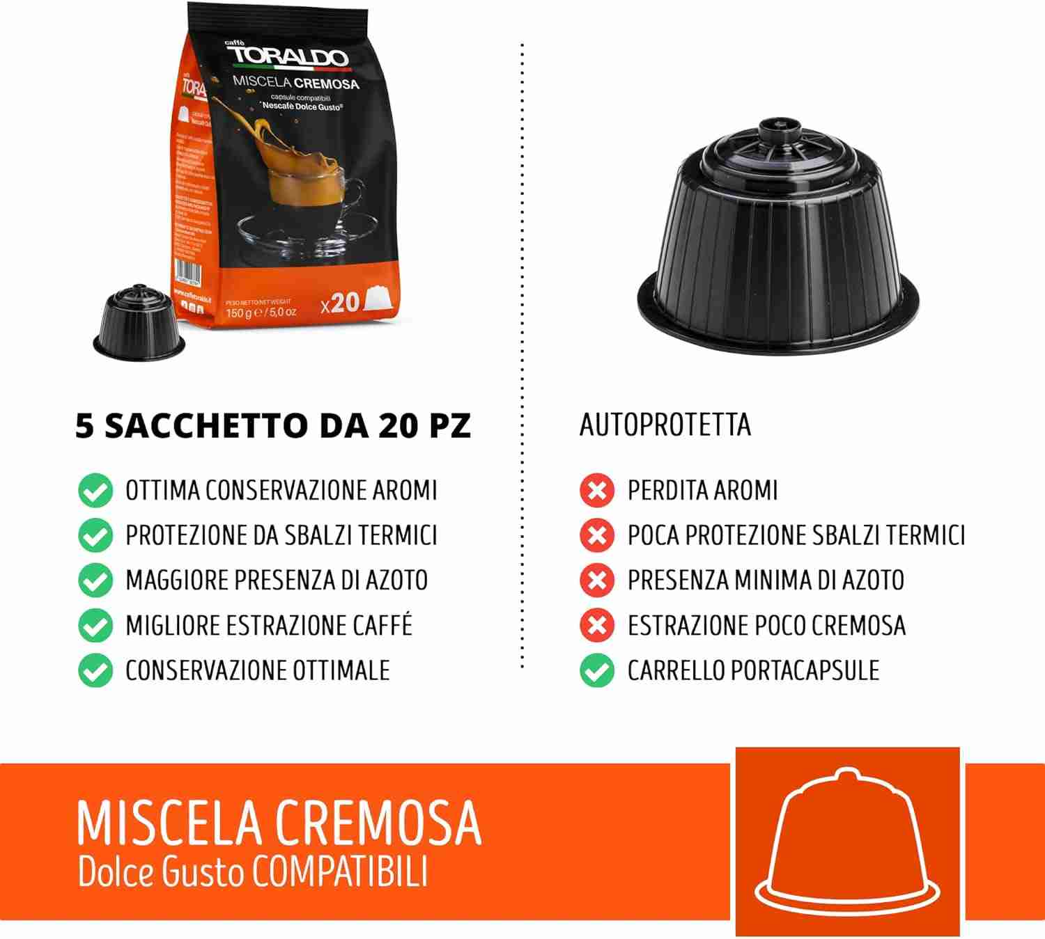 100 Capsule Toraldo Caffè Miscela Cremosa Compatibile Dolce Gusto - immagine 3