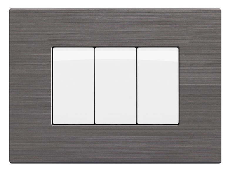 Placca in Tecnopolimero Spazzolato 6 Posti Platino Mapam Compatibile Bticino Matix