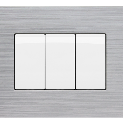Placca in Tecnopolimero Spazzolato 3 Posti Silver Mapam Compatibile Bticino Matix