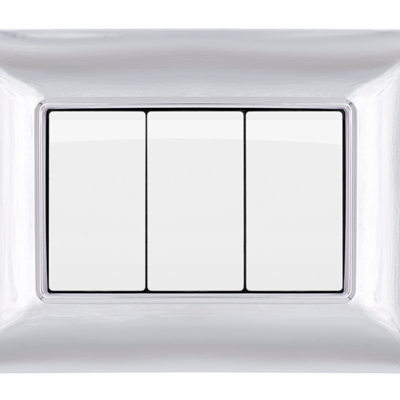 Placca in Tecnopolimero 3 Posti Argento Cromato Mapam Compatibile Bticino Matix