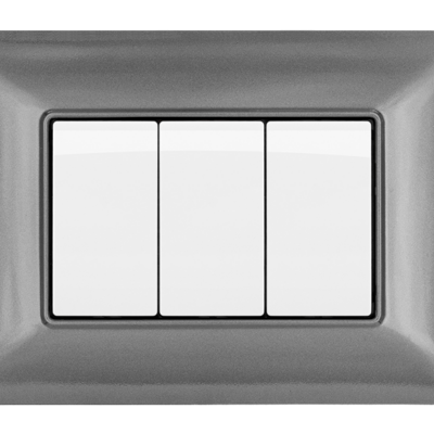 Placca in Tecnopolimero 2 Posti Grigio Scuro Mapam Compatibile Bticino Matix