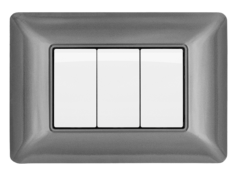 Placca in Tecnopolimero 6 Posti Grigio Scuro Mapam Compatibile Bticino Matix
