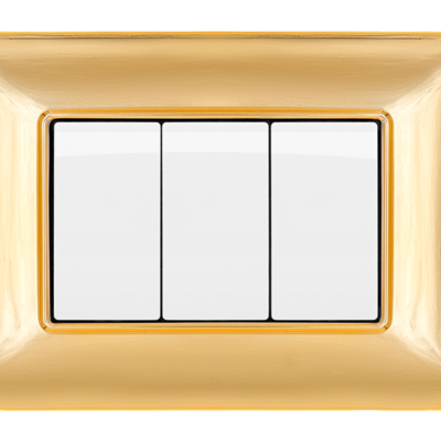 Placca in Tecnopolimero 3 Posti Oro Lucido Mapam Compatibile Bticino Matix