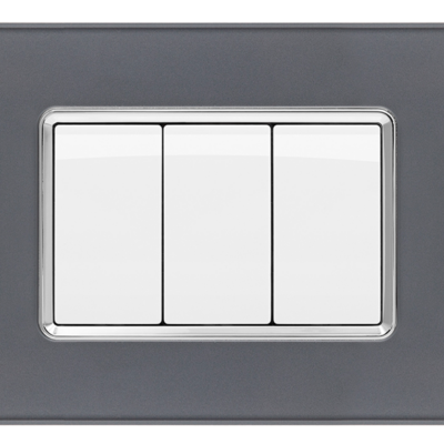 Placca in Vetro 6 Posti Grigio Mapam Compatibile Bticino Matix