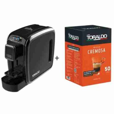 Macchina da Caffè a Cialde Ese 44 mm Toraldo La Cremosa Nera + 50 Cialde Toraldo Miscela Cremosa In Omaggio